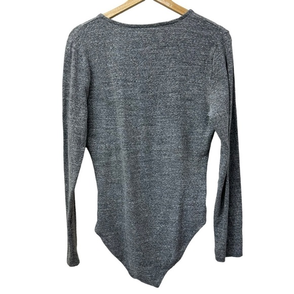 Madewell Gray Long-Sleeve V-Neck Full-Coverage Bodysuit, XL - Picture 3 of 14